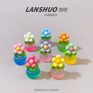 Lanshuo Mini Glow In Dark Flower Pot Diy Decor Plastic Resin Home <b>Car</b> <b>Ornament</b> - Product Image 4
