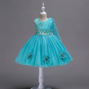 Vestiti delle ragazze di fiore 4-12 anni ragazze abito in rete senza maniche 3D floreale gonfio al ginocchio gonna per bambini abbigliamento da festa - Product Image 2