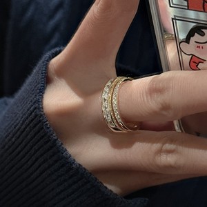 S925 Pure Silver Simple Fashionable Double-Layer Inlaid Ring Sparkling Diamond Light Luxury French Eternity Style Personalized - Product Image 2