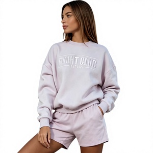 Sweat-shirt d'hiver en molleton de coton de haute qualité pour femme, broderie 3D, col rond, épaules tombantes, personnalisé, décontracté, écologique - Product Image 3