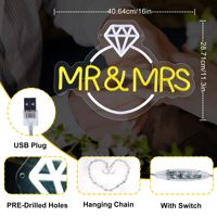 Neonawall Organisateurs de fête prénuptiale et de réception, enseigne néon LED personnalisée « MR & MRS », lumière néon pour réception de mariage et décoration de chambre