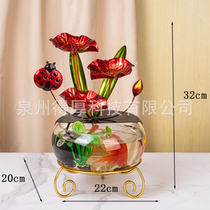 Lujosa Pecera Redonda de Metal con Agua Corriente, Decoración Feng Shui para Escritorio, Hogar, Oficina, Regalos Empresariales - Product Image 3