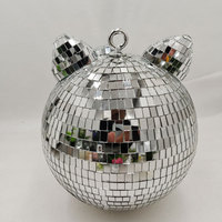 Boule Disco Amusante Chat Argenté, Cercle Réfléchissant Style Disco, Ornement Globe en Verre Argenté, Éclairage de Scène