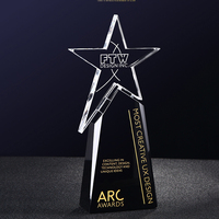 Trophée annuel de la société de verre à base noire en forme d'étoile de haute qualité personnalisé