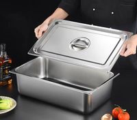 Conteneur Gastronorm Rectangulaire en Acier Inoxydable de Taille 1/3, Robuste, avec Couvercle, Compatible Lave-Vaisselle, Récipient de Rangement Moderne pour Cuisine, Bac GN