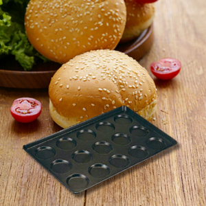 ถาดอบขนมปังเบอร์เกอร์อะลูมิเนียมสำหรับร้านเบเกอรี่ ขนาด 4 นิ้ว 15 หลุม ยี่ห้อ ATLAS STAR สีดำ ใช้ซ้ำได้ ผลิตในไต้หวัน - Product Image 2