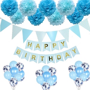 <span class=keywords><strong>Amazon</strong></span> fête d'anniversaire fournitures de décoration de boule de fleur de papier fanion joyeux anniversaire décoration de fête ensemble - Product Image 2
