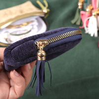 Sac de rangement à fermeture éclair en chenille à pompons, anti-poussière, pour bracelets et perles, vente directe usine