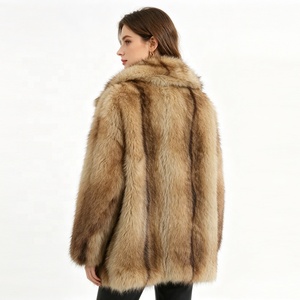 Abrigo <span class=keywords><strong>de</strong></span> <span class=keywords><strong>Piel</strong></span> Sintética <span class=keywords><strong>de</strong></span> Zorro Marrón Degradado <span class=keywords><strong>de</strong></span> Lujo Zeyu <span class=keywords><strong>para</strong></span> Mujer, Cuello Camisero, Largo Regular, Cálido <span class=keywords><strong>para</strong></span> Invierno, Ecológico, Cortavientos, con Botones - Product Image 3