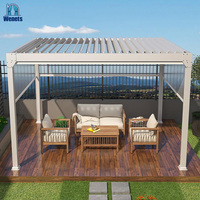 Pergola électrique en aluminium Auto rétractable, perchoir de toit avec écrans latéraux