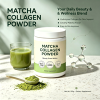 Complément beauté pour la peau, collagène naturel au matcha, sans goût de poisson, sans additifs artificiels, formule faible en sucre, nutrition quotidienne