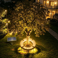 Luminaire solaire extensible 48W-180W pour arbre, en alliage d'aluminium, IP65, pour extérieur, jardin, allée, anneau lumineux pour palmier, petit modèle LED