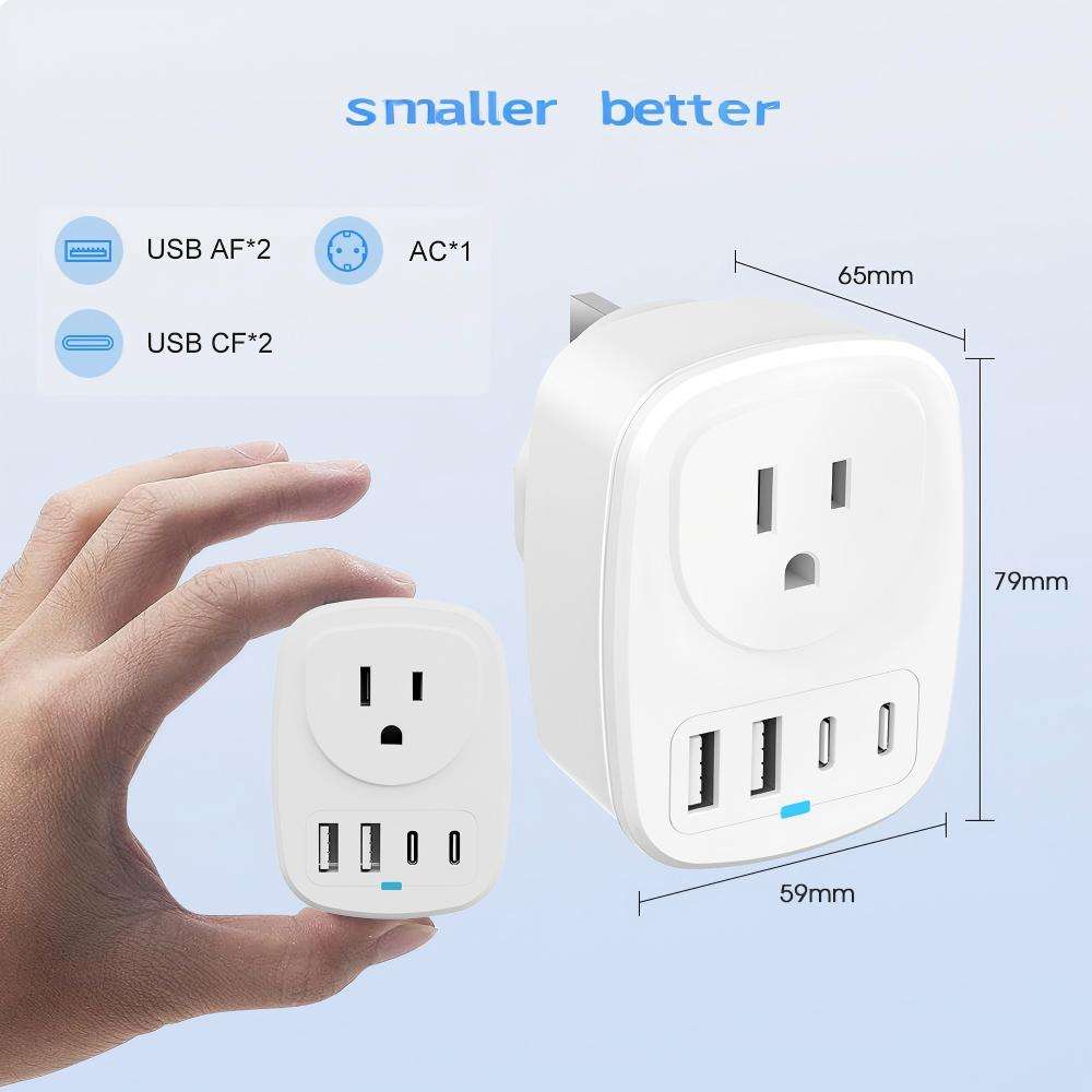 HONPNK Universal Plug Adapter Travel Essentials From Type A/B to BS for India Pakistan Singapore UK Kenya