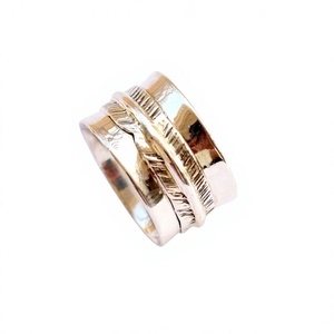 Leaf Design Classic IGI Certified 925 <b>Sterling</b> <b>Silver</b> Handmade Meditation Moving <b>Bands</b> Spinner <b>Ring</b> for Wedding Party - Product Image 3
