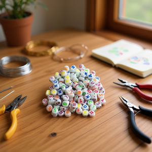 Perline con Lettere ILAN 4x7mm, Materiali per Creazioni Artigianali e Gioielli Fai-da-Te, 17g - Product Image 2