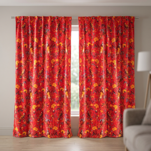 Indian Handmade Colorful 100% Cotton Wave Velvet Floral Blackout Curtains for Living Room Bedroom Nursery Boho Style - Product Image 3