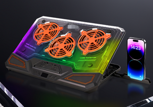 <span class=keywords><strong>Support</strong></span> de refroidissement pour <span class=keywords><strong>ordinateur</strong></span> <span class=keywords><strong>portable</strong></span> à faible bruit avec 3 ventilateurs RGB, réglable sur 6 niveaux, avec <span class=keywords><strong>support</strong></span> de téléphone pour ordinateurs portables de 10 à 17 pouces - Product Image 4