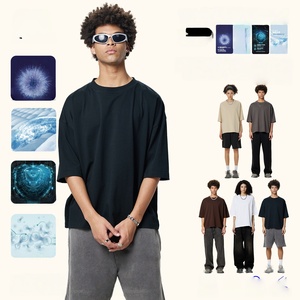 Camiseta Oversize de Corte Cuadrado para Hombre, 230 GSM, Tejido de Punto Grueso, 100% Algodón, con Estampado Digital y Hombros Caídos - Product Image 4