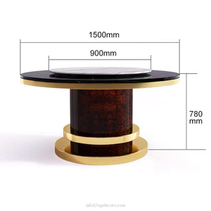Juego de mesa de comedor redonda <span class=keywords><strong>Lazy</strong></span> <span class=keywords><strong>Susan</strong></span> de mármol moderno de lujo, mesa de comedor blanca y negra para Hotel, apartamento, Villa - Product Image 6