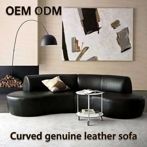 Canapé modulaire multiplace en cuir véritable courbé, style <span class=keywords><strong>Bauhaus</strong></span> nordique, durable, respirant, design modulaire, sièges spacieux - Product Image 1