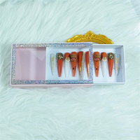 Private Label Strass Nail Art Boîte d'emballage spécial Appuyez sur les ongles Emballage Boîte de rangement de logo personnalisé pour les longs ongles Tips
