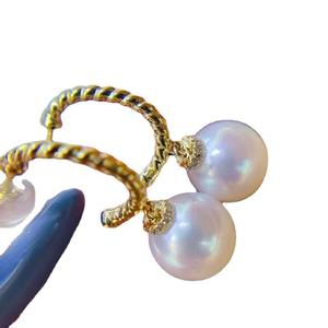 S925 <b>Silver</b> DIY <b>Pearl</b> Accessories Gorgeous 8-12mm Round Beads on Empty Stand 21617 Jewelry <b>Earrings</b> - Product Image 5