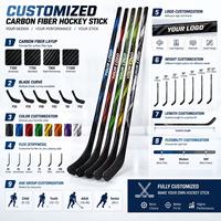 Bâtons de hockey sur glace en fibre de carbone de haute qualité personnalisés avec une masse de 275-380g dans 2 modèles différents