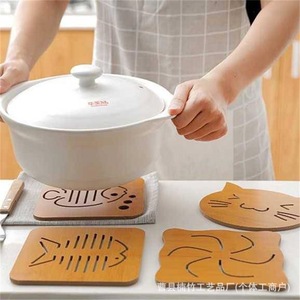 แผ่นรองจานไม้ลายการ์ตูนแมว ทนความร้อน สำหรับวางบนโต๊ะ ชาม จาน - Product Image 4