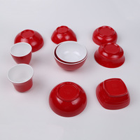 Bol à riz et à soupe jetable en mélamine A8, couleur unie moderne, haute qualité, kit d'ustensiles pour fêtes, restaurants commerciaux, petite vaisselle en porcelaine