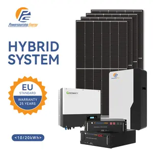 Sistema de energía solar de 10KW Sistema solar híbrido 20KW 30KW Sistema de energía solar comercial Paneles solares con batería e inversor