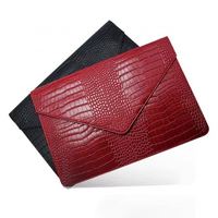 Housse d'ordinateur portable et étui pour tablette en cuir PU écologique, moderne, légère, motif crocodile, étanche, antichoc, avec fermeture à bouton