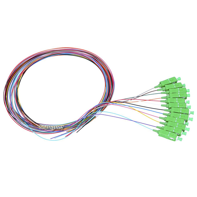 12 Color Code Optical Fiber Ribbon Pigtail 12F SC APC Pigtail 12 Fiber Pigtails