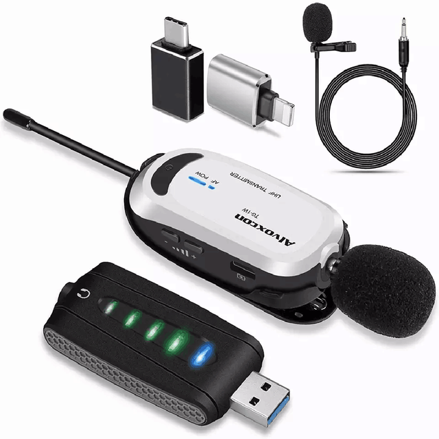 Mini Wireless USB Microphone Lavalier Condenser Noise Reduction CE FCC Certified Omni-directional Lightweight Portable Live