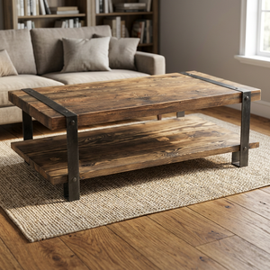 Antique Design Rectangle Coffee <b>Table</b>/Side <b>Table</b> with Metal and Ottoman Stool Black Finish for Living Room Home Furniture - Product Image 3