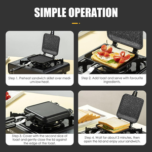 Popular Portable Sandwich Cake Mold Aluminium Roasting <b>Pan</b> Outdoor Use Two Side Breakfast Sandwich Grill <b>Pan</b> - Product Image 6