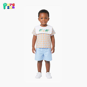 סט בגדי ילדים משובצים של Puresun Boutique עם צווארון סינר רקום, בגדי ילדים בהתאמה אישית, 100% כותנה, סטים של בגדים לבנים - Product Image 2