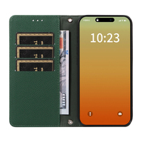 Étui portefeuille en cuir PU grain litchi avec porte-cartes, dragonne et béquille pour iPhone 13 Pro Max/13 Pro/13/13 Mini