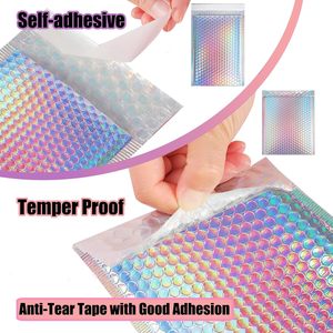 Sobre Acolchado de Burbujas Holográfico Rosa Dorado, Blanco y Plateado con Logotipo Personalizado, Impermeable, para Envíos de Joyería, Bolsa de Embalaje Resistente - Product Image 4