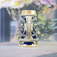 Chope à bière gravée style chasse, avec couvercle en aluminium, en porcelaine, style américain classique, compatible lave-vaisselle, pour cadeaux et souvenirs