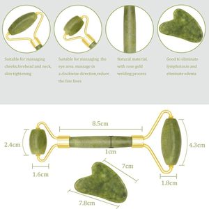 Set di Rullo di <span class=keywords><strong>Giada</strong></span> e Gua Sha 100% Naturale all'Ingrosso, Strumento per Massaggio Facciale, Dispositivo di Bellezza per la Cura della Pelle, <span class=keywords><strong>Massaggiatore</strong></span> per <span class=keywords><strong>Viso</strong></span> e Collo OEM - Product Image 3