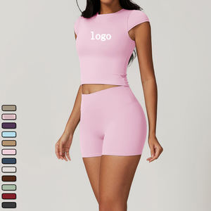 Short de yoga pour femmes DK8519, short de sport ajusté et brossé pour la course à pied, contrôle du ventre, taille haute, short de yoga pour femmes - Product Image 6