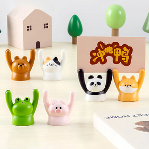 Porta carte di rifornimento ispiratore in resina piccolo animale cane rana maiale decorazione decorazione da tavolo biglietto da visita foto porta memo - Product Image 3