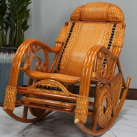 Fauteuil à bascule en rotin véritable tissé à la main, fauteuil inclinable ergonomique pour salon, fauteuil de relaxation pour balcon intérieur pour adultes