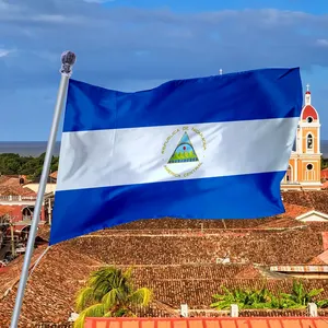 Werbeartikel Großhandel Hochwertige 3 * 5ft Zwei Kupfer knöpfe Verdickte benutzer definierte Nicaragua Flagge