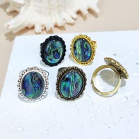 Fabrik preis Benutzer definierte Ringe Abalone Weiß Perlmutt Muschel Runde geformte Edelstein Ring Silber Handgemachter feiner Fingers chmuck