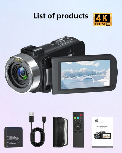 WiFi 4K Video Camera 80MP Ultra HD Vlogging Camcorder 3.0-Inch Touch Screen 18X Zoom Night Vision Digital Video Camera