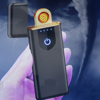 Briquet Électrique Ultra-Fin Rechargeable USB en Métal, Sans Flamme, Écran Tactile, Design Personnalisé, Vente en Gros