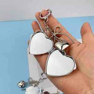 <b>Makeup</b> <b>Compact</b> Pocket Love Mirror Keychain Metal Portable Two-side Folding Mirror Cosmetic <b>Compact</b> Mirror Keychain - Product Image 3
