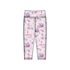 Vente de gros Pantalon long de yoga pour petites filles Ensemble de vêtements pour enfants P0916 Boutique personnalisée de fleurs violettes - Product Image 1