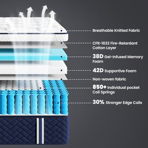 <span class=keywords><strong>Matelas</strong></span> d'hôtel cinq étoiles luxueux et confortable avec mousse à mémoire de forme en latex naturel et ressorts ensachés, fabricant en gros - Product Image 2